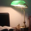 Desk Lamp Study Office Retro Classic Lighting Bedside Reading Lamp Rotatable Green Thick Glass Shade Full Copper Base Adjustable Lamp Pole Bankers Table Lamp E27 with Pull Line Switch steampunk buy now online