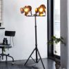 HYY-YY Floor Lamp Industrial Retro Steampunk Searchlight Height Adjustable Rotatable Shade E27 Double Head Black Baking Paint Wrought Iron Tripod Standing Lamp with Foot Switch for Living Room Bedroom steampunk buy now online