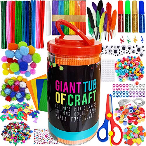 MOISO Kids Crafts and Art Supplies Jar Kit with Idea Book - Make Bracelets and Necklaces - Plus Glitter Glue, Construction Paper, Colored Popsicle Sticks, Google Eyes, Pipe Cleaners steampunk buy now online