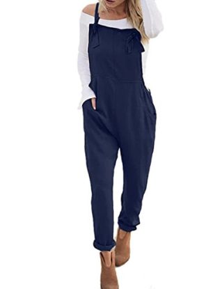 ACHIOOWA Women's Casual Baggy Loose Jumpsuit Playsuit Retro Sleeveless Trousers Pants Dungarees Plus Size Navy XL steampunk buy now online
