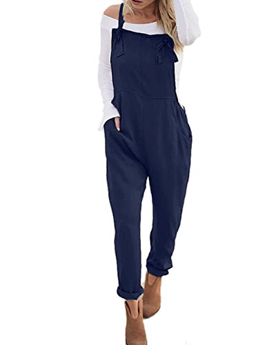 ACHIOOWA Women's Casual Baggy Loose Jumpsuit Playsuit Retro Sleeveless Trousers Pants Dungarees Plus Size Navy XL steampunk buy now online