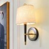 Wall Lights Indoor Retro Simple Nordic American Single Head E27 Bedside Lighting Art Design Oblate Fabric Shade Full Brass Wall Lamp for Living Room Bedroom Corridor steampunk buy now online