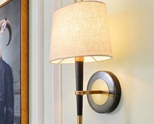 Wall Lights Indoor Retro Simple Nordic American Single Head E27 Bedside Lighting Art Design Oblate Fabric Shade Full Brass Wall Lamp for Living Room Bedroom Corridor steampunk buy now online