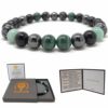 Men's Power Bead Bracelet - Black Tourmaline, Malachite, Amazonite, Hematite, Snowflake Obsidian - Soul Cafe Gift Box & Tag steampunk buy now online