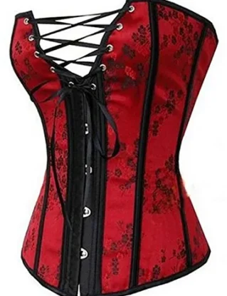 Womens Waist Cincher Lace up Boned Basque Corset Shapewear, Red, 14-16 steampunk buy now online
