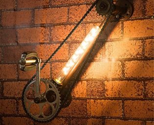 Vintage Wall Light Industrial Lighting Steampunk Loft Creative Bicycle Chain Design Do The Old Rusty Baking Paint Iron Metal Water Pipe Gear Wall Lamp Single Head E27 Socket for Restaurant Cafe Bar steampunk buy now online