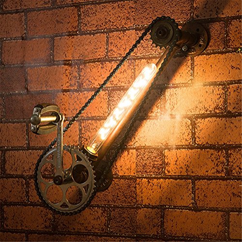 Vintage Wall Light Industrial Lighting Steampunk Loft Creative Bicycle Chain Design Do The Old Rusty Baking Paint Iron Metal Water Pipe Gear Wall Lamp Single Head E27 Socket for Restaurant Cafe Bar steampunk buy now online