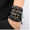 Black Spiked Leather Bracelet 4 set for Men and Women Stackable Braided Cuff Bracelet Punk Rock Handmade Wristband by EverythingForLessUSA steampunk buy now online