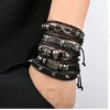 Black Spiked Leather Bracelet 4 set for Men and Women Stackable Braided Cuff Bracelet Punk Rock Handmade Wristband by EverythingForLessUSA steampunk buy now online