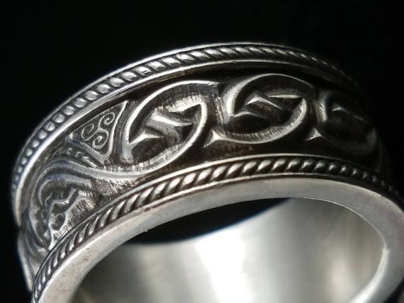 CELTIC DRAGON in Silver, Steel, Gold or 2-Toned, Intricate Carved, Game of Thrones Wedding, Fantastic Beasts Fantasy Sci-Fi Creatures Beasts by CelticJewelscapes steampunk buy now online