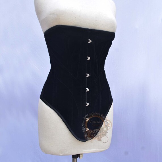 Edwardian Victorian Velvet Corset Steel Boned Corset Bespoke Waist Clincher Corset Historical Gothic Corset by victoriancorset steampunk buy now online
