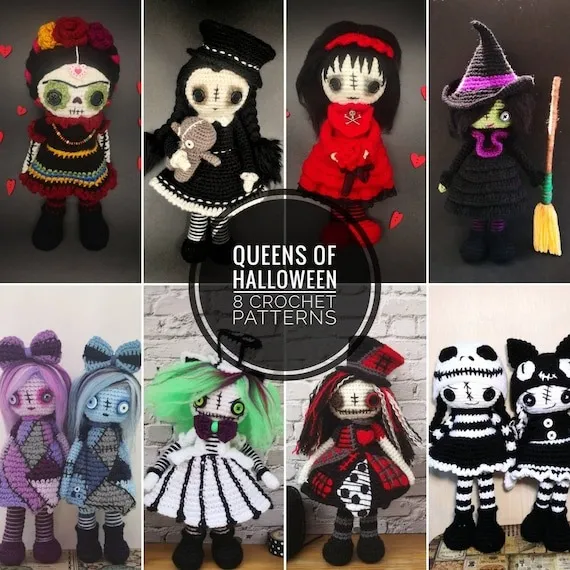 Sale AMIGURUMI PATTERN BUNDLE, Halloween doll, home decor, modern crochet, monster doll, scarecrow, creepy cute dolls, scary doll, rag doll by CreativeChaosArts steampunk buy now online