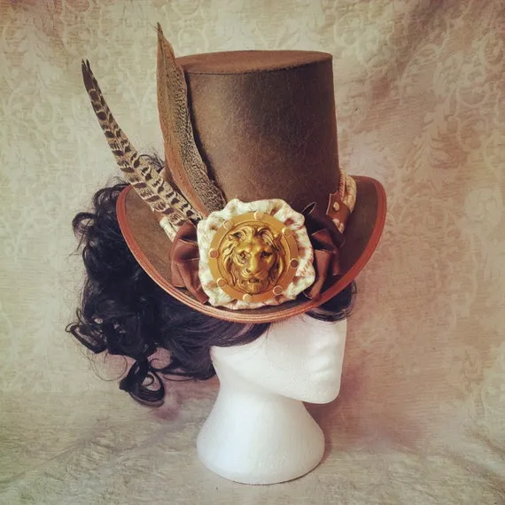 Top hat, Lion Tamer, Steampunk Hat, Festival Hat, Steampunk Wedding, Full size top hat, Cosplay hat, Steampunk outfit, Steampunk costume by OohLaLaBoudoir steampunk buy now online