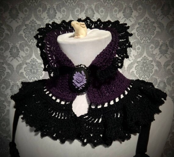 Victorian Lace Crochet Choker, Victorian Collar, Steampunk Choker, Gothic Jewelry, Romantic Style, Vintage Style Collar, Celtic, Cameo by Scarletrabbit steampunk buy now online