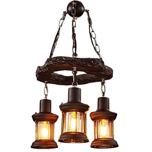 Industrial Chandelier Retro Farmhouse Lighting Fixture Distressed Wood Beam Large Linear Island Pendant Lights Steampunk Rustic 1/2 Heads Ceiling Hanging Lamp Modern Chandeliers (Color : 3-heads) steampunk buy now online