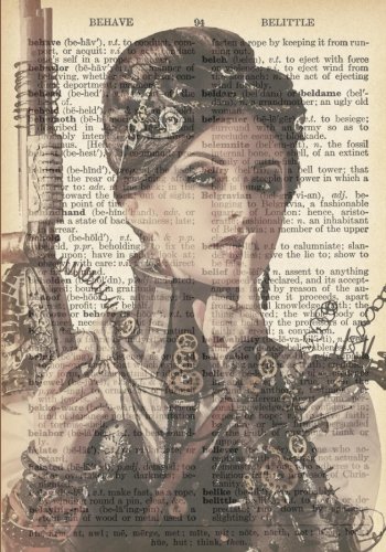 Steampunk Woman Vintage Dictionary Artwork Notebook: 7 x 10 inch Grid Line Notebook/Journal steampunk buy now online