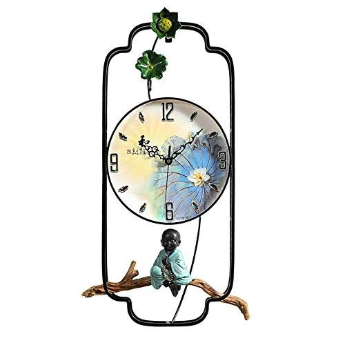 OH Artwork Wall Zen Wall Clock Chinese Style Buddha Zen Lotus Hanging Clock Silent Non Ticking Contemporary Decor for Bedroom Living Room Office Ready to Hang Decorative Clock steampunk buy now online