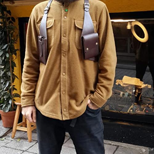Medieval PU Leather Double Shoulder Underarm Satchel Steampunk Retro Armpit Bag for Men Outdoor Travel, Brown steampunk buy now online