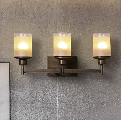 Vintage Wall Light Indoor Lighting American Rural Simple Mirror Light Bedside Lamp Candlestick Glass Shade Iron Wall Lamp Three Heads E27 Socket for Retro House, Bar, Restaurants, Coffee Shop, Club steampunk buy now online