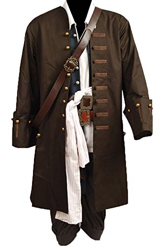 Cosplaysky Halloween Pirate Costume Pirates of The Caribbean Jack Sparrow Outfit - brown - S steampunk buy now online
