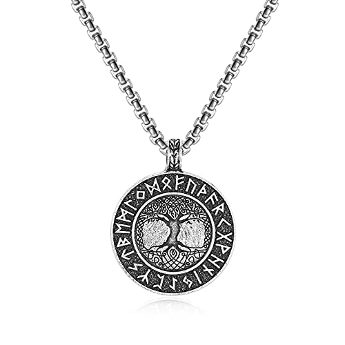 PiercingJak Norse Vikings Necklace The Tree of Life Pendant Necklace Nordic Viking Runes Amulet Pendant Necklaces Nordic Talisman for Men Women steampunk buy now online