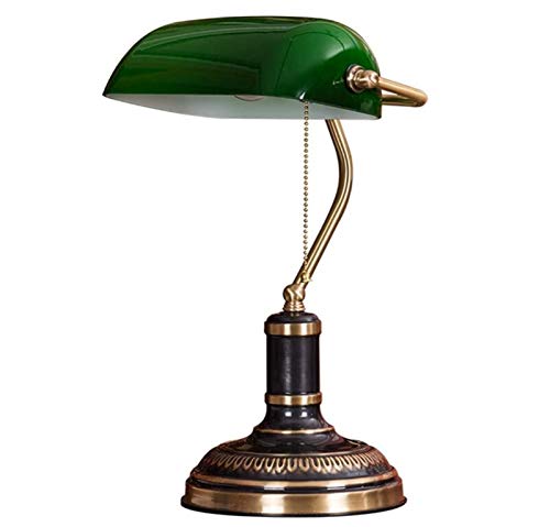 Banker Lamp,Green Shade Retro Bronze Traditional Desk Lamps Office Study Simple Designs Eye Caring Reading Light Black steampunk buy now online