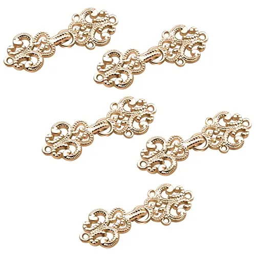 WANDIC Cardigan Clips, 5 Pairs Vintage Hollow Flower Cape Fasteners Sew On Hooks And Eyes Cardigan Clip Cloak Clasp Fasteners For Sweater Shawl, Light Gold steampunk buy now online