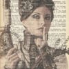 Steampunk Woman Vintage Dictionary Artwork Notebook: 7 x 10 inch Ruled Notebook/Journal steampunk buy now online