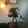 Angler Fish Lamp Steampunk Halloween Steampunk Decoration Vintage Iron Art Handmade Statue Sea Animal Ornament Desktop Night Light Gift Bedside Lamp for Bedroom Lighting USB LED Animal Lamp steampunk buy now online