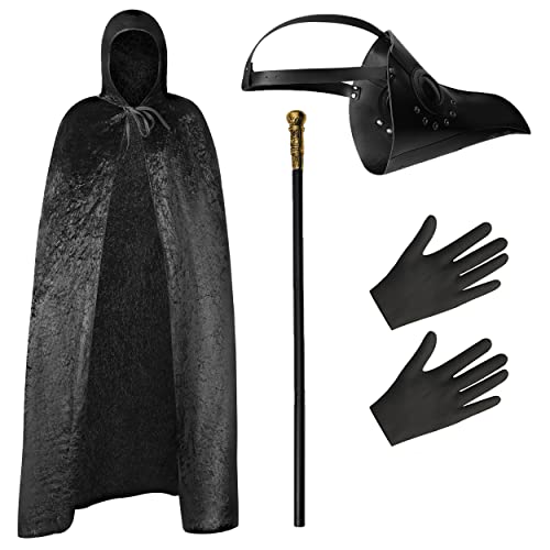 Plague Doctor Costume 4 Piece Set - Plague Doctors Mask Plague Doctor Gloves Plague Doctor Staff and Plague Doctor Robe - Plague Doctor Halloween Costumes for Men - Halloween Plague Doctor Outfit steampunk buy now online