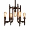 Raelf E27 Industrial Vintage Water Pipe Chandelier 5-lamp retro pipe lighting steam punk ceiling lamp European and American country style hanging lamp Cafe bar restaurant island chandelier steampunk buy now online