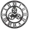 33" Roman Silver Noiseless Silent Gear Wall Clock - Large 3D Retro Rustic Country Decorative Luxury Art Big Wooden Vintage for House Warming Gift (33 inches, Roman-Silver) steampunk buy now online