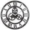33" Roman Silver Noiseless Silent Gear Wall Clock - Large 3D Retro Rustic Country Decorative Luxury Art Big Wooden Vintage for House Warming Gift (33 inches, Roman-Silver) steampunk buy now online