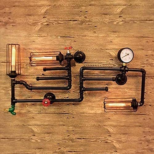 Simple And Cool Wall Lamp Wall Lamps Industrial Wall Light 36" Long Pipe Fixture with Metal Cage Frame, Edison E27 3-Lights Retro Loft Valve Tap Decorative Wall Lamp Sconce Steampunk Wrought Iron Wate steampunk buy now online
