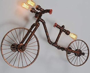 GLXLSBZ Wall Lamps American Vintage 3-Lights Edison Wall Sconce Industrial Creative Bicycle Wall Light Wrought Iron Retro Water Pipe Wall (Indirect Lighting) steampunk buy now online