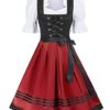 JASAMBAC Bavarian Dirndl Dress German Beer Girl Oktoberfest Costume Waitress Milkmaid Dress Black-red L steampunk buy now online