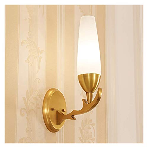 GLXLSBZ Wall Lamp Simple Copper Wall Lamp Bedroom Bedside Aisle Lamp Double Head Living Room E14 Wall Light 17.7" H Wall Sconce Lighting Fi(Home Lighting) steampunk buy now online