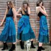 Blue Steampunk Corduroy long wrap Skirt in Cotton. Pagan, Celtic, Pixie, LARP, Victorian with Purse by KARMASUITSYAonETSY steampunk buy now online