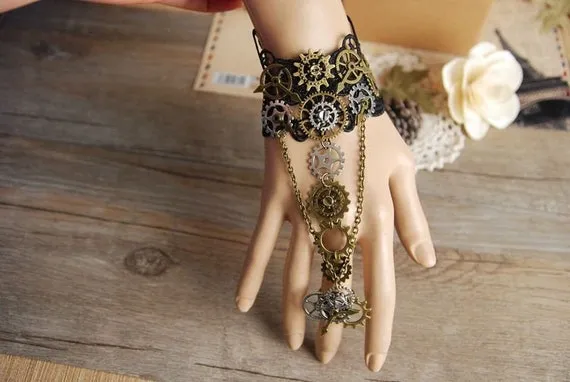 Handmade Steampunk Gears Bracelet with Rings,Steampunk Retro Mechanical Victorian Bracelet,WristBand by mostalk steampunk buy now online Handmade Steampunk Gears Bracelet with Rings,Steampunk Retro Mechanical Victorian Bracelet,WristBand by mostalk steampunk buy now online