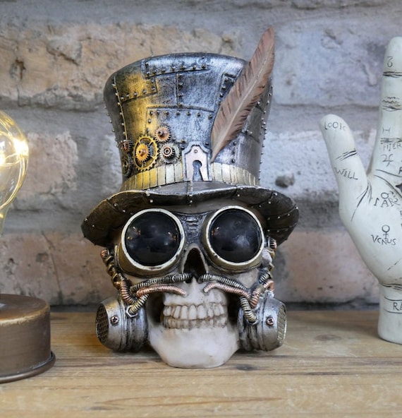 Industrial Steampunk Skull Home Ornament Quality Resin Sculpture / Desk Sculpture / by GrantsCo steampunk buy now online