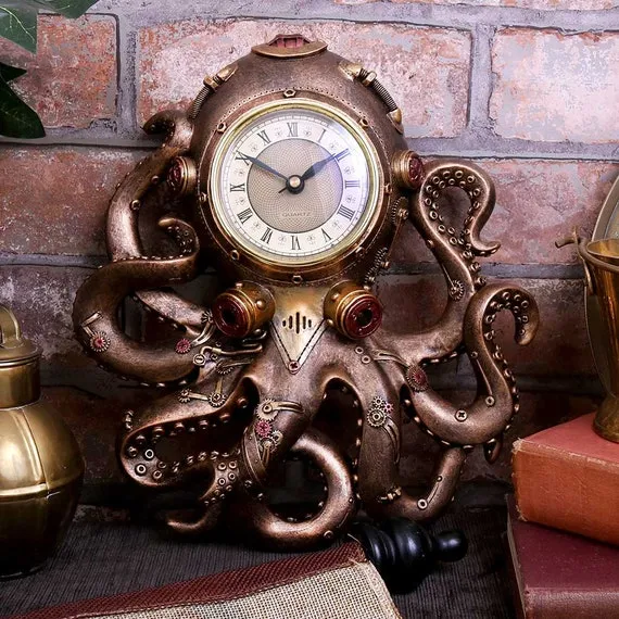 Octopus Steampunk Clock 26cm Underwater Nautical Themed Unique Functioning Wall Bronzed Figurine Robotic Ornament Home Decor Display EX8SLG by RidancoDisplays steampunk buy now online Octopus Steampunk Clock 26cm Underwater Nautical Themed Unique Functioning Wall Bronzed Figurine Robotic Ornament Home Decor Display EX8SLG by RidancoDisplays steampunk buy now online