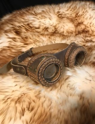 Steampunk Handmade Hand Stitched Genuine Leather Goggles Fodder Brown Hat Goggles Costume Fancy Dress Cosplay by Blackskullarmoury steampunk buy now online