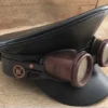 Steampunk Military hat with metals goggles in 57,58,59cm by SteamPunkMastery steampunk buy now online