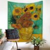 Sunflower Tapestry Vincent Van Gogh Wall Art Flower Wall Hanging Oil Painting Bohemian Tapestries Home Decor for Bedroom, Dorm, Living Room, Table Cloth 130 x 150cm, 51”x 59” steampunk buy now online