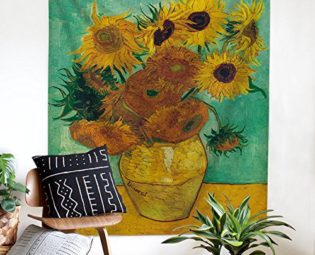 Sunflower Tapestry Vincent Van Gogh Wall Art Flower Wall Hanging Oil Painting Bohemian Tapestries Home Decor for Bedroom, Dorm, Living Room, Table Cloth 130 x 150cm, 51”x 59” steampunk buy now online