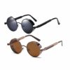 Fauge 2x Round Metal Sunglasses Steampunk Men Women Fashion Glasses Retro Vintage Sunglasses UV400(Brown&Black) steampunk buy now online