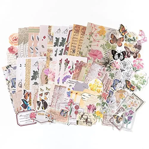 Aldieco 260pcs Vintage Scrapbooking Stickers Paper Pack, DIY Retro Journaling Supplies Stickers kit,Flowers Scrapbook Paper Accessories, Flowers Washi Paper Sticker (hualuokongshan) steampunk buy now online