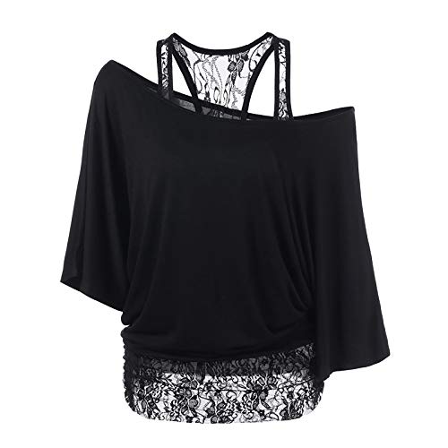 Janly Clearance Sale Ladies Blouse , Women Plus Size Lace Loose Casual Long Sleeve Tops Blouse Shirt , for St Patrick's Day Easter (Black-XL) steampunk buy now online