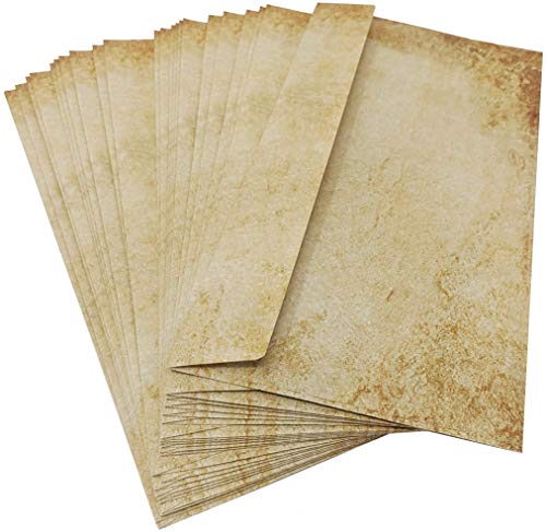 20 x Old Vintage Design Paper Envelopes DIN Lang for A4 Paper Great for Vintage invites and Letters steampunk buy now online
