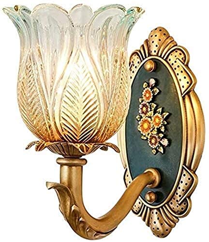 European Style Retro Fashion Carved Glass Wall Lamp Copper Craft Wall Lamp Living Room Bedroom Bedside Wall Candle Holder Corridor Staircase Wall Lamp steampunk buy now online
